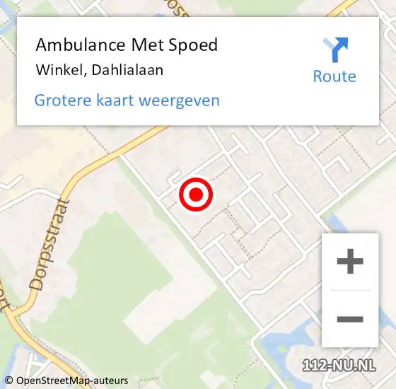 Locatie op kaart van de 112 melding: Ambulance Met Spoed Naar Winkel, Dahlialaan op 20 februari 2016 16:33