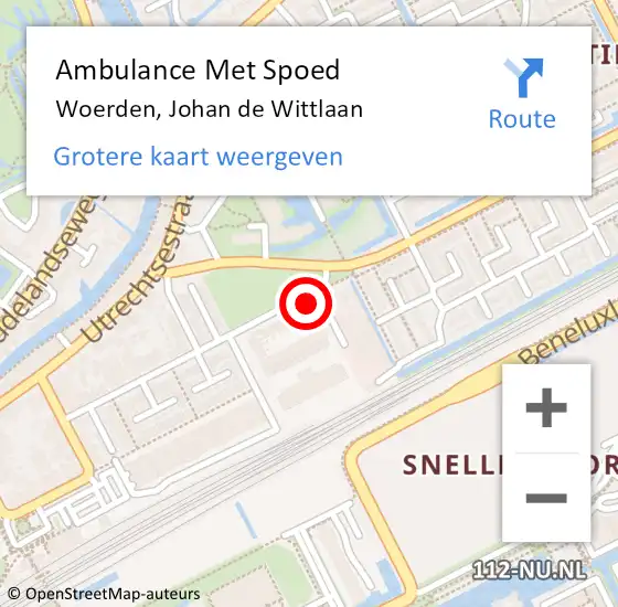 Locatie op kaart van de 112 melding: Ambulance Met Spoed Naar Woerden, Johan de Wittlaan op 20 februari 2016 16:39