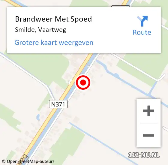 Locatie op kaart van de 112 melding: Brandweer Met Spoed Naar Smilde, Vaartweg op 20 februari 2016 19:26