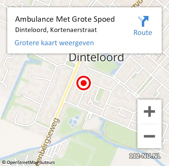 Locatie op kaart van de 112 melding: Ambulance Met Grote Spoed Naar Dinteloord, Kortenaerstraat op 20 februari 2016 19:54