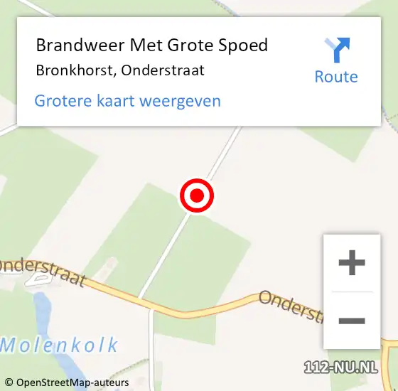 Locatie op kaart van de 112 melding: Brandweer Met Grote Spoed Naar Bronkhorst, Onderstraat op 20 februari 2016 21:20