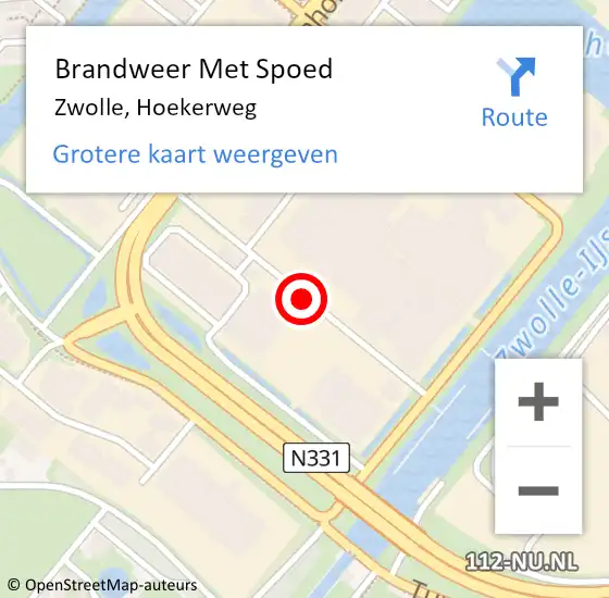 Locatie op kaart van de 112 melding: Brandweer Met Spoed Naar Zwolle, Hoekerweg op 20 februari 2016 21:21