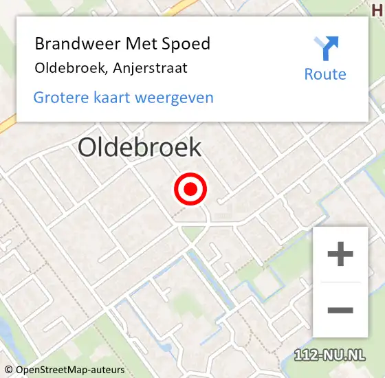 Locatie op kaart van de 112 melding: Brandweer Met Spoed Naar Oldebroek, Anjerstraat op 20 februari 2016 21:26