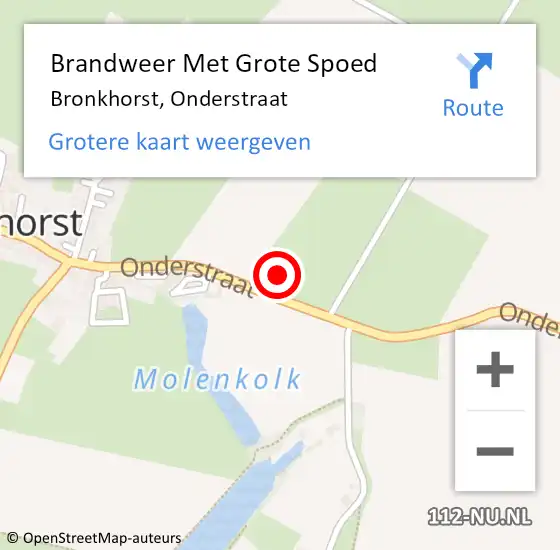 Locatie op kaart van de 112 melding: Brandweer Met Grote Spoed Naar Bronkhorst, Onderstraat op 20 februari 2016 21:29