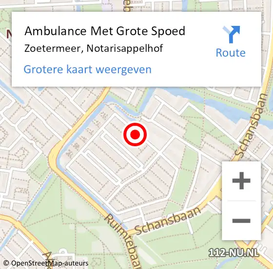 Locatie op kaart van de 112 melding: Ambulance Met Grote Spoed Naar Zoetermeer, Notarisappelhof op 21 februari 2016 01:42