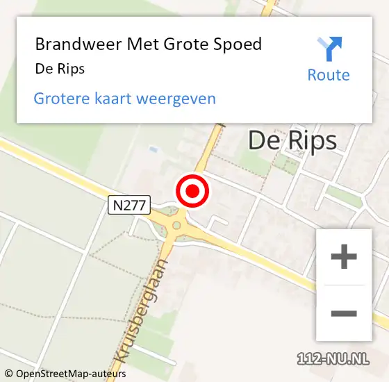 Locatie op kaart van de 112 melding: Brandweer Met Grote Spoed Naar De Rips op 21 februari 2016 01:46