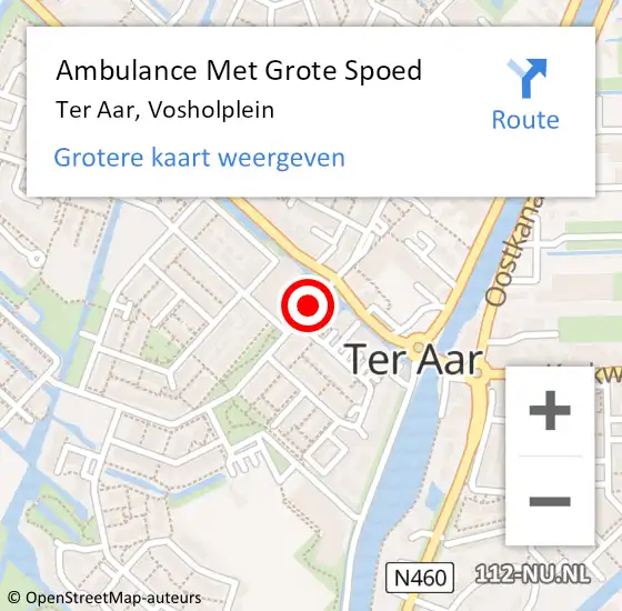 Locatie op kaart van de 112 melding: Ambulance Met Grote Spoed Naar Ter Aar, Vosholplein op 21 februari 2016 02:25