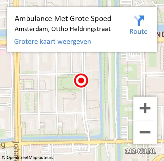 Locatie op kaart van de 112 melding: Ambulance Met Grote Spoed Naar Amsterdam, Ottho Heldringstraat op 21 februari 2016 02:25