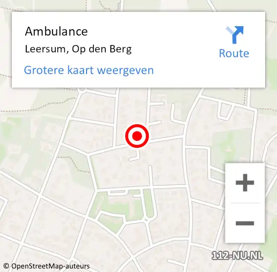 Locatie op kaart van de 112 melding: Ambulance Leersum, Op den Berg op 21 februari 2016 02:36