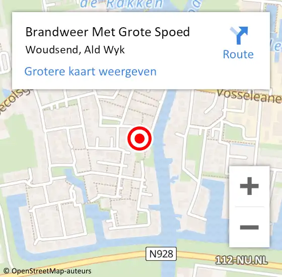 Locatie op kaart van de 112 melding: Brandweer Met Grote Spoed Naar Woudsend, Ald Wyk op 21 februari 2016 03:20