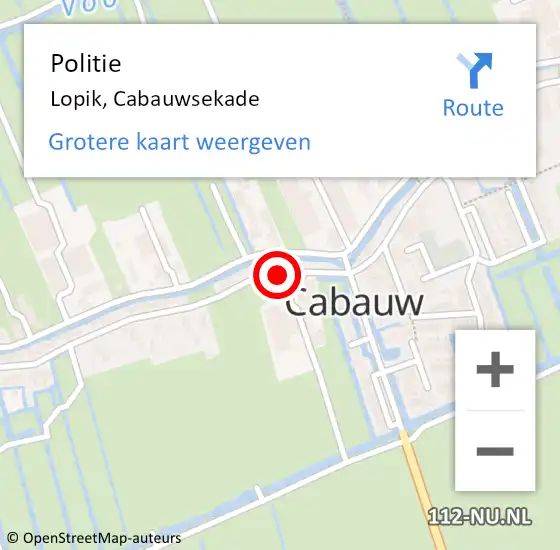 Locatie op kaart van de 112 melding: Politie Lopik, Cabauwsekade op 21 februari 2016 03:24