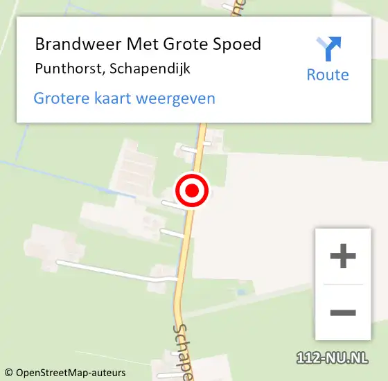 Locatie op kaart van de 112 melding: Brandweer Met Grote Spoed Naar Punthorst, Schapendijk op 21 februari 2016 03:48