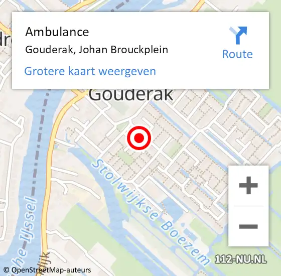 Locatie op kaart van de 112 melding: Ambulance Gouderak, Johan Brouckplein op 6 december 2013 13:50