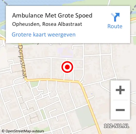 Locatie op kaart van de 112 melding: Ambulance Met Grote Spoed Naar Opheusden, Rosea Albastraat op 21 februari 2016 07:20