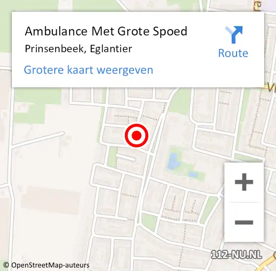 Locatie op kaart van de 112 melding: Ambulance Met Grote Spoed Naar Prinsenbeek, Eglantier op 21 februari 2016 08:58