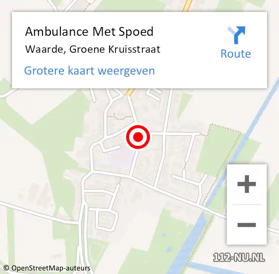 Locatie op kaart van de 112 melding: Ambulance Met Spoed Naar Waarde, Groene Kruisstraat op 6 december 2013 14:02