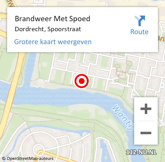 Locatie op kaart van de 112 melding: Brandweer Met Spoed Naar Dordrecht, Spoorstraat op 21 februari 2016 10:17