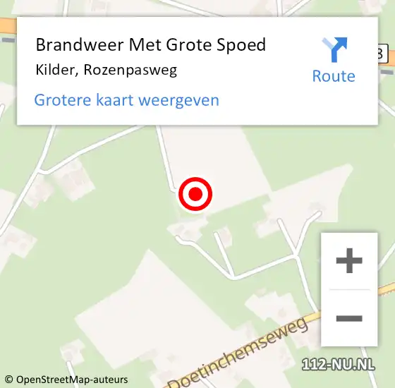 Locatie op kaart van de 112 melding: Brandweer Met Grote Spoed Naar Kilder, Rozenpasweg op 21 februari 2016 10:29