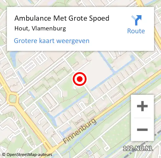 Locatie op kaart van de 112 melding: Ambulance Met Grote Spoed Naar Hout, Vlamenburg op 21 februari 2016 11:14