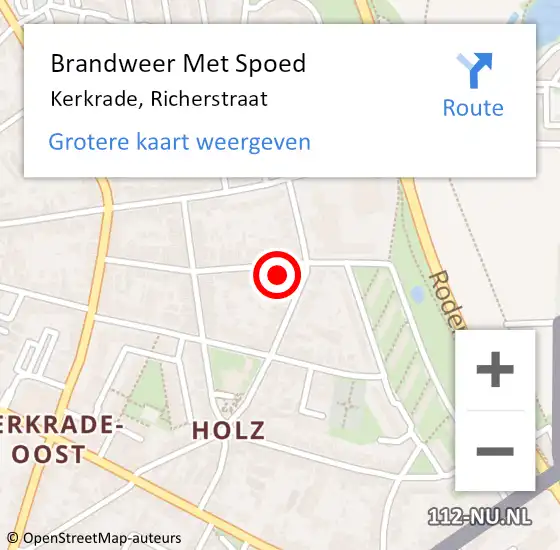 Locatie op kaart van de 112 melding: Brandweer Met Spoed Naar Kerkrade, Richerstraat op 21 februari 2016 11:30