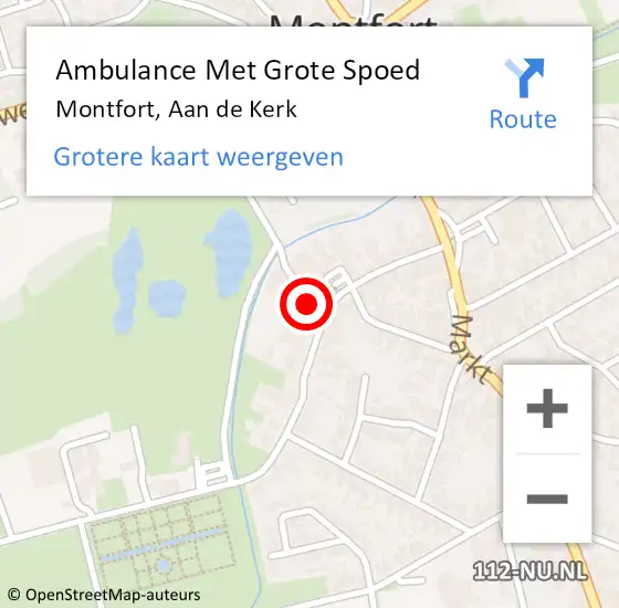 Locatie op kaart van de 112 melding: Ambulance Met Grote Spoed Naar Montfort, Aan de Kerk op 21 februari 2016 12:46