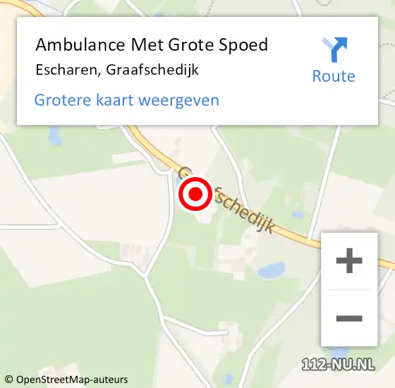 Locatie op kaart van de 112 melding: Ambulance Met Grote Spoed Naar Escharen, Graafschedijk op 21 februari 2016 15:39