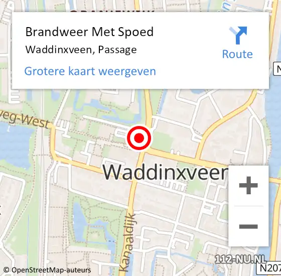 Locatie op kaart van de 112 melding: Brandweer Met Spoed Naar Waddinxveen, Passage op 21 februari 2016 15:47