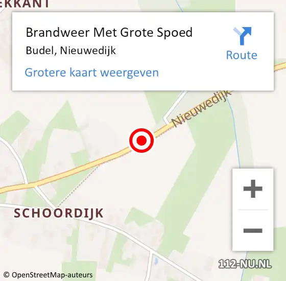 Locatie op kaart van de 112 melding: Brandweer Met Grote Spoed Naar Schoordijk, Nieuwedijk op 21 februari 2016 16:19