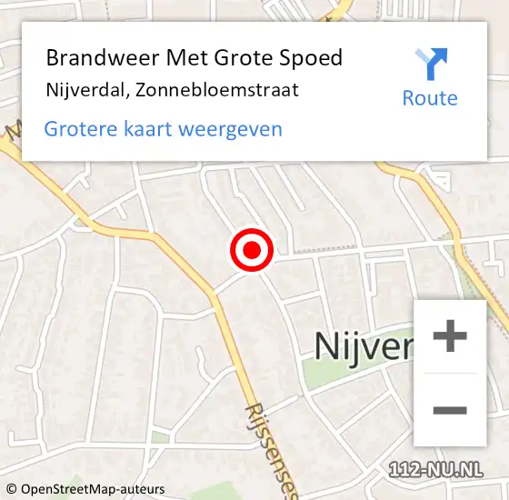 Locatie op kaart van de 112 melding: Brandweer Met Grote Spoed Naar Nijverdal, Zonnebloemstraat op 21 februari 2016 16:48