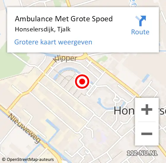 Locatie op kaart van de 112 melding: Ambulance Met Grote Spoed Naar Honselersdijk, Tjalk op 21 februari 2016 16:51