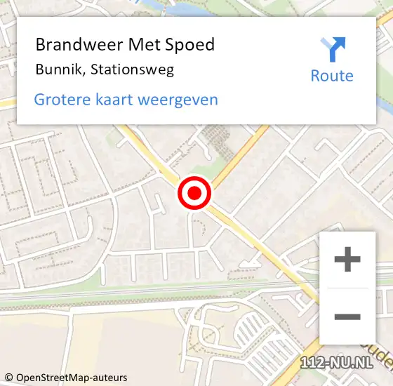 Locatie op kaart van de 112 melding: Brandweer Met Spoed Naar Bunnik, Stationsweg op 21 februari 2016 17:37