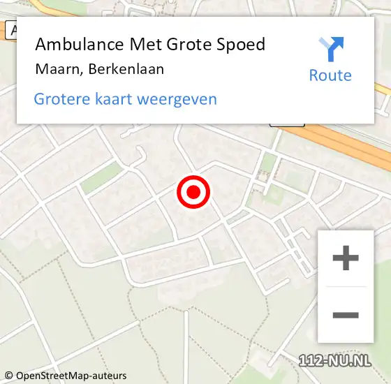 Locatie op kaart van de 112 melding: Ambulance Met Grote Spoed Naar Maarn, Berkenlaan op 21 februari 2016 17:43