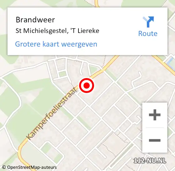 Locatie op kaart van de 112 melding: Brandweer St Michielsgestel, 'T Liereke op 21 februari 2016 17:53