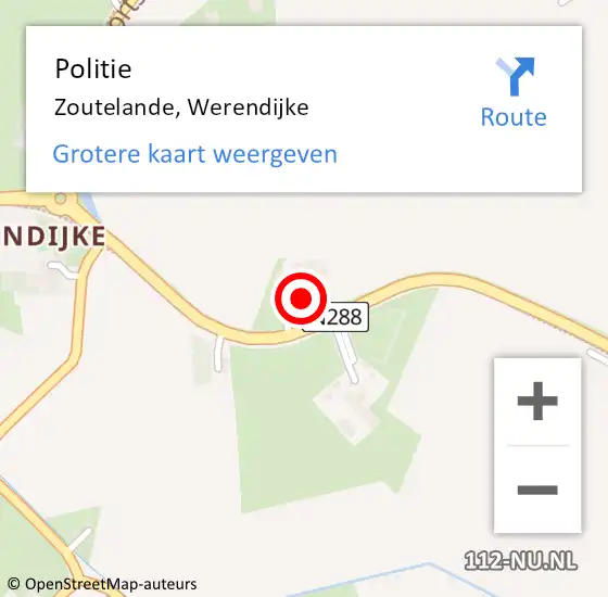 Locatie op kaart van de 112 melding: Politie Zoutelande, Werendijke op 21 februari 2016 17:53