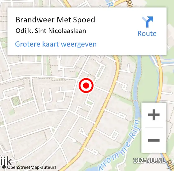 Locatie op kaart van de 112 melding: Brandweer Met Spoed Naar Odijk, Sint Nicolaaslaan op 21 februari 2016 18:45