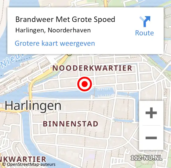 Locatie op kaart van de 112 melding: Brandweer Met Grote Spoed Naar Harlingen, Noorderhaven op 15 september 2013 06:18