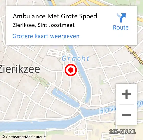 Locatie op kaart van de 112 melding: Ambulance Met Grote Spoed Naar Zierikzee, Sint Joostmeet op 21 februari 2016 19:33