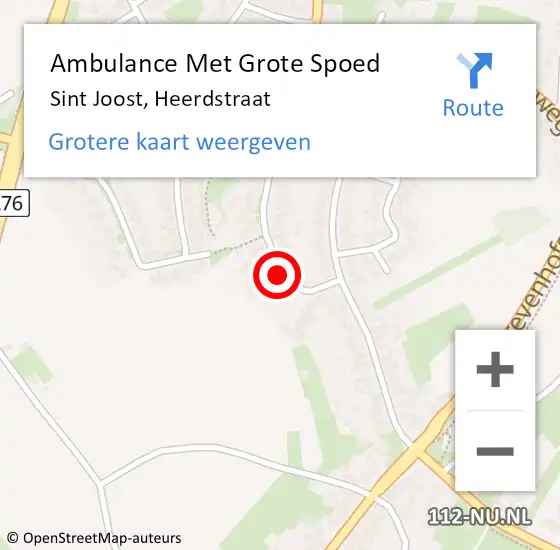 Locatie op kaart van de 112 melding: Ambulance Met Grote Spoed Naar Sint Joost, Heerdstraat op 21 februari 2016 20:00