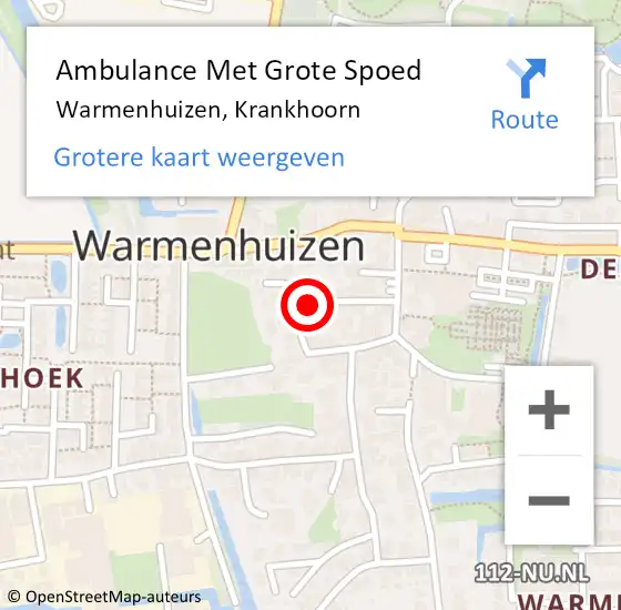 Locatie op kaart van de 112 melding: Ambulance Met Grote Spoed Naar Warmenhuizen, Krankhoorn op 21 februari 2016 20:29