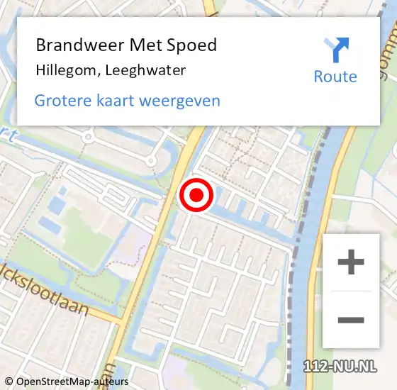 Locatie op kaart van de 112 melding: Brandweer Met Spoed Naar Hillegom, Leeghwater op 6 december 2013 14:56