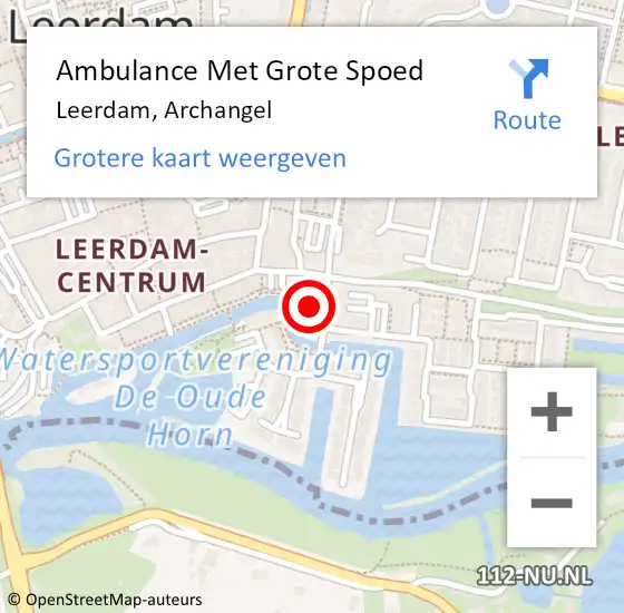 Locatie op kaart van de 112 melding: Ambulance Met Grote Spoed Naar Leerdam, Archangel op 21 februari 2016 21:45