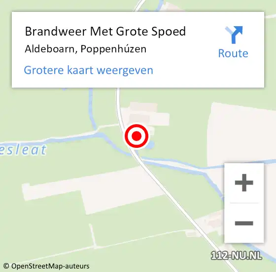 Locatie op kaart van de 112 melding: Brandweer Met Grote Spoed Naar Aldeboarn, Poppenhuzen op 21 februari 2016 21:52