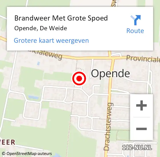 Locatie op kaart van de 112 melding: Brandweer Met Grote Spoed Naar Opende, De Weide op 21 februari 2016 23:25