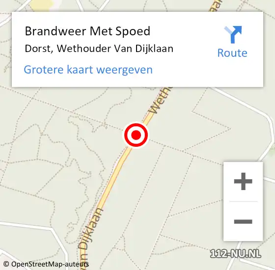 Locatie op kaart van de 112 melding: Brandweer Met Spoed Naar Dorst, Wethouder Van Dijklaan op 21 februari 2016 23:46