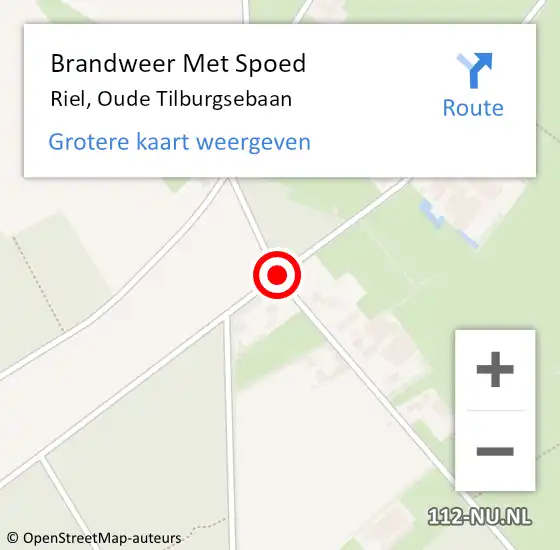 Locatie op kaart van de 112 melding: Brandweer Met Spoed Naar Riel, Oude Tilburgsebaan op 21 februari 2016 23:50