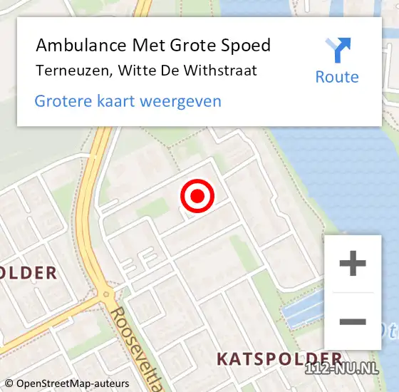 Locatie op kaart van de 112 melding: Ambulance Met Grote Spoed Naar Terneuzen, Witte De Withstraat op 22 februari 2016 05:31