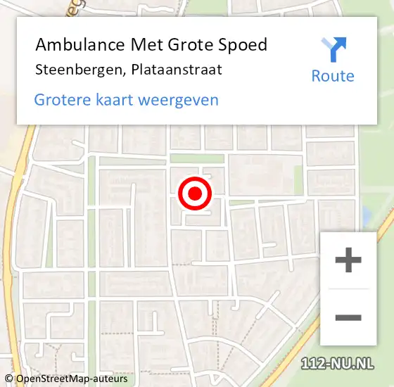 Locatie op kaart van de 112 melding: Ambulance Met Grote Spoed Naar Steenbergen, Plataanstraat op 22 februari 2016 06:48