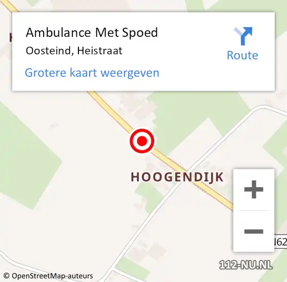 Locatie op kaart van de 112 melding: Ambulance Met Spoed Naar Oosteind, Heistraat op 22 februari 2016 07:27