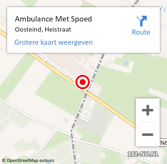 Locatie op kaart van de 112 melding: Ambulance Met Spoed Naar Oosteind, Heistraat op 22 februari 2016 07:45