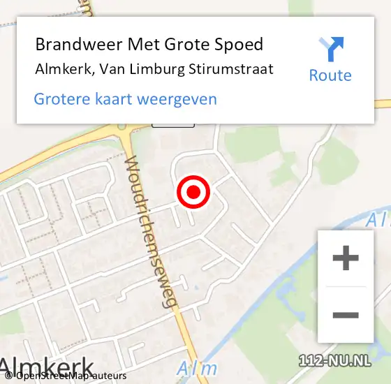 Locatie op kaart van de 112 melding: Brandweer Met Grote Spoed Naar Almkerk, Van Limburg Stirumstraat op 6 december 2013 15:35